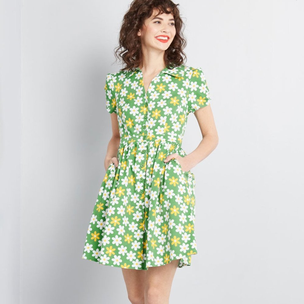 Modcloth Floral Shirt Dress